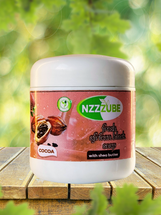 Fresh African Black Soap with Cocoa- 500g- 100% Natural