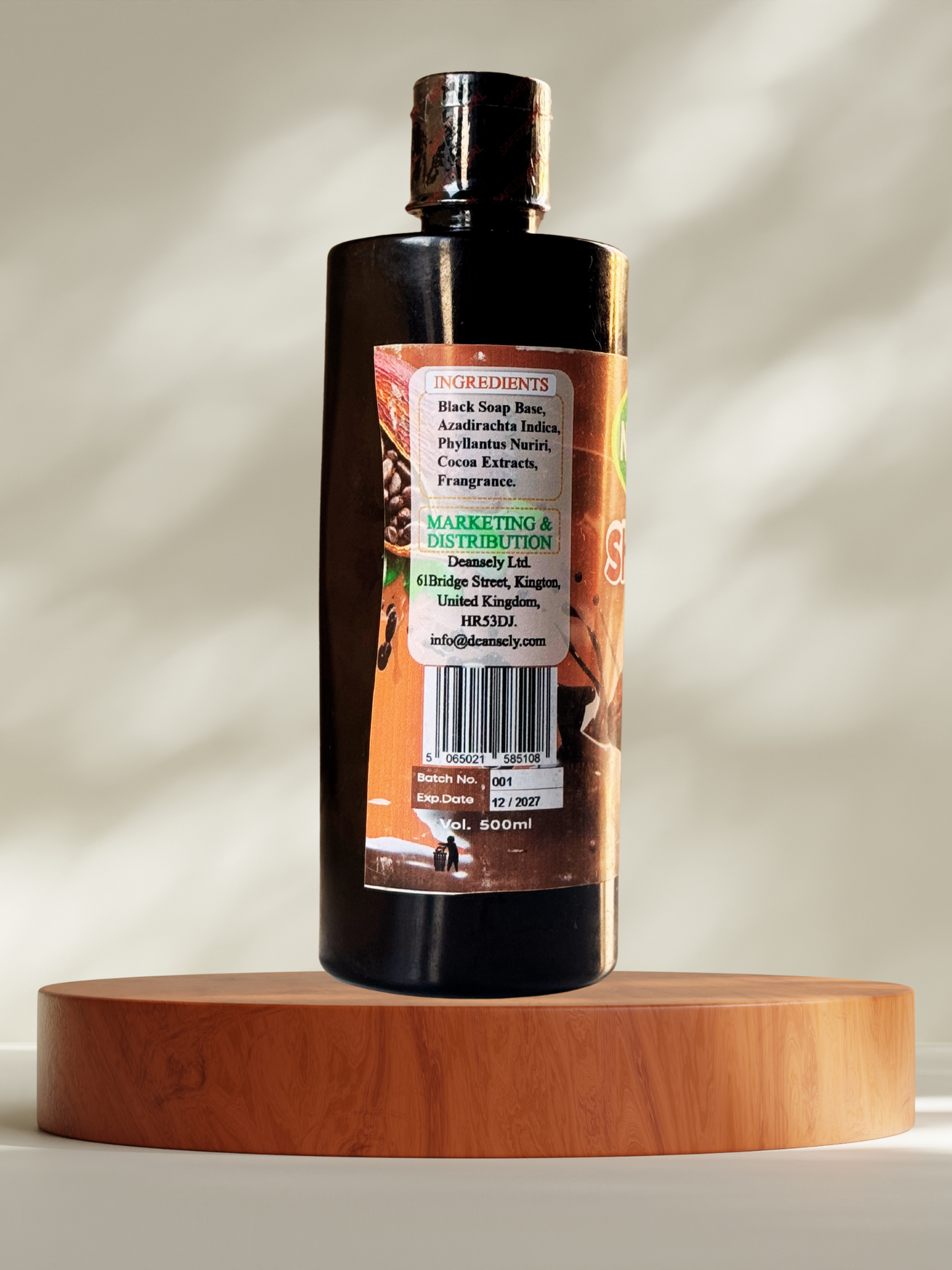 Shower Gel  with Cocoa - 100% Natural Black Soap 500ml
