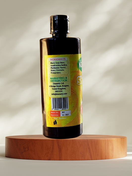 Shower Gel  with Honey- 100% Natural Black Soap- 500ml