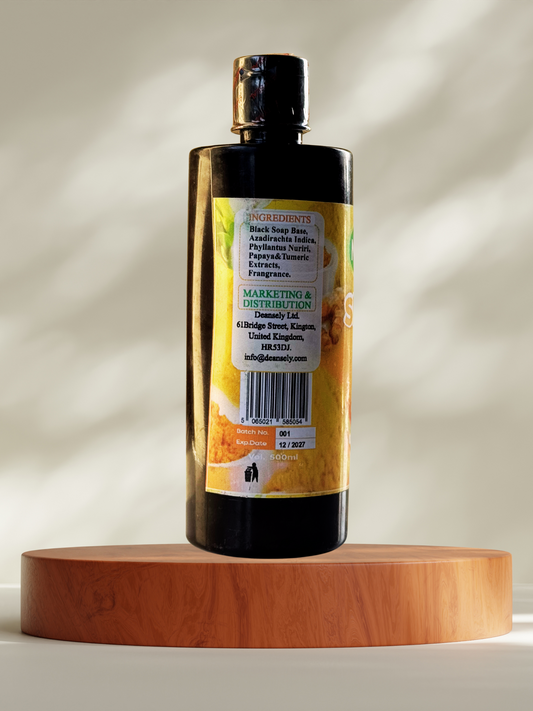 Shower Gel  with Papaya & Turmeric- 100% Natural Black Soap 500ml